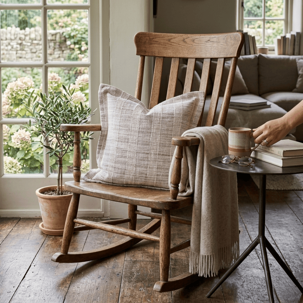 BHD HOME Lounge Cushion Thames Flange Natural Lounge Cushion 55 x 55cm
