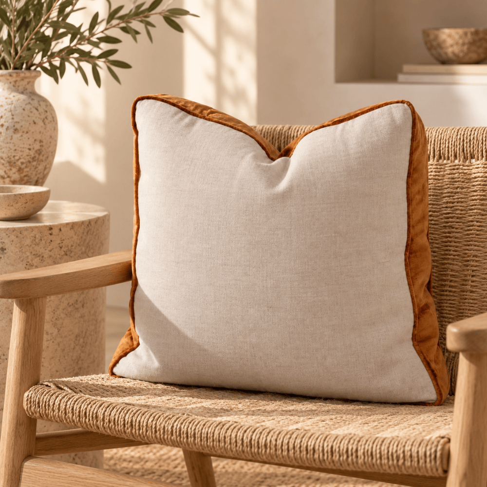 BHD HOME Lounge Cushion Tuxedo Natural & Toffee Box Cushion 55 x 55 x 10cm