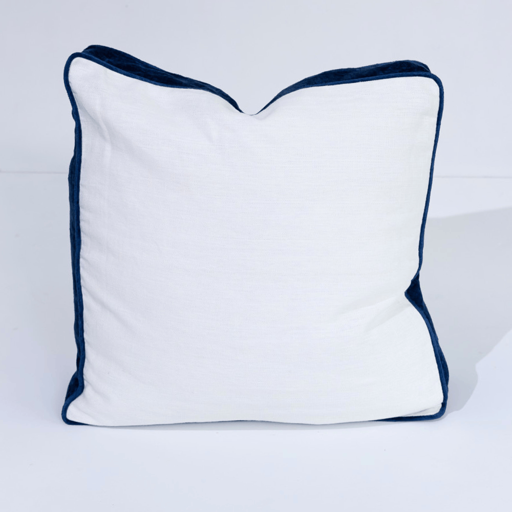 BHD HOME Lounge Cushion Tuxedo White & Navy Box Cushion 55 x 55 x 10cm