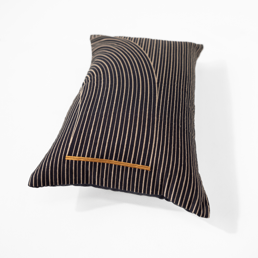 BHD HOME Niseko Rake Black Medium Lumbar Cushion 40 x 60cm