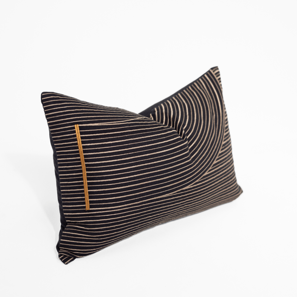 BHD HOME Niseko Rake Black Medium Lumbar Cushion 40 x 60cm