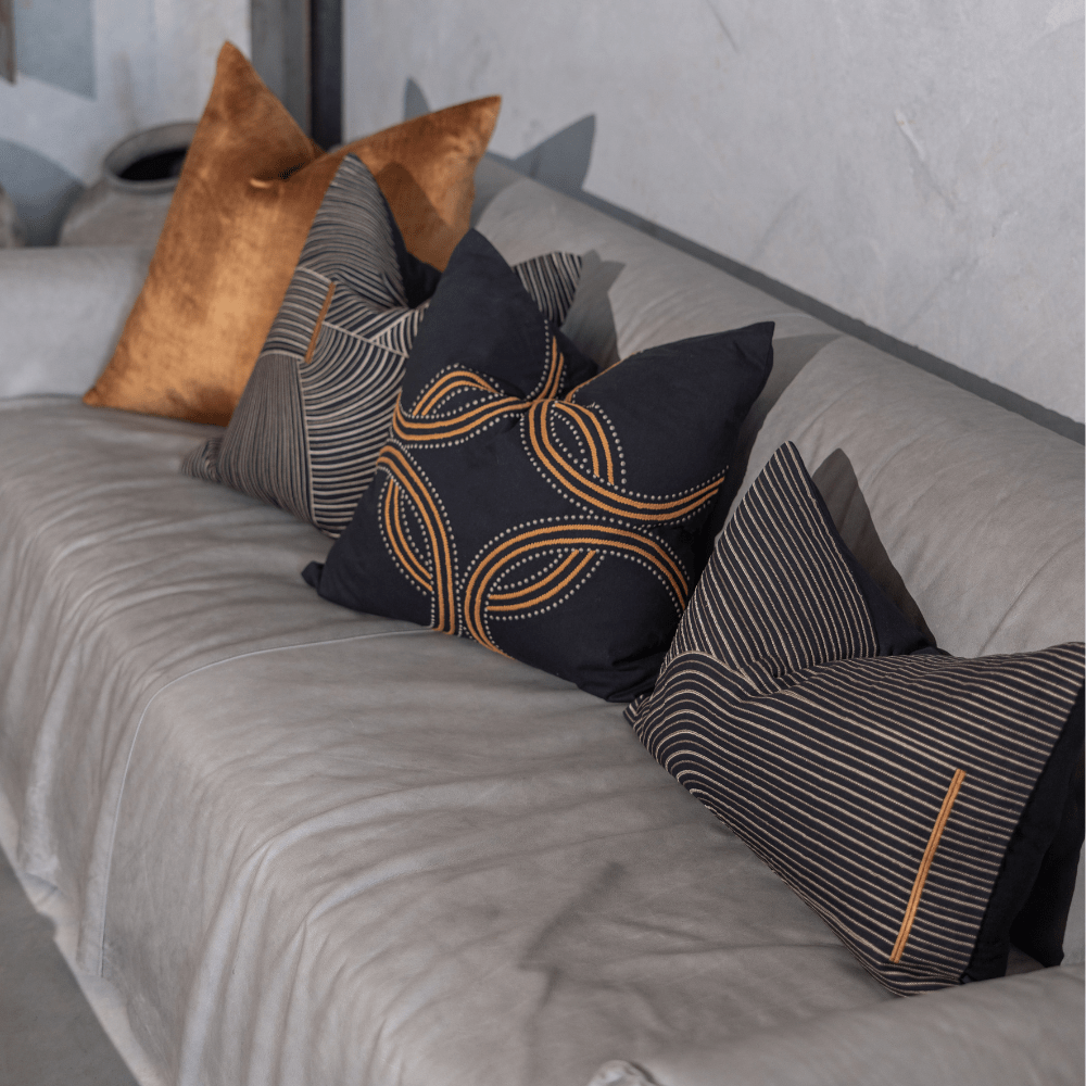 BHD HOME Niseko Rake Black Medium Lumbar Cushion 40 x 60cm