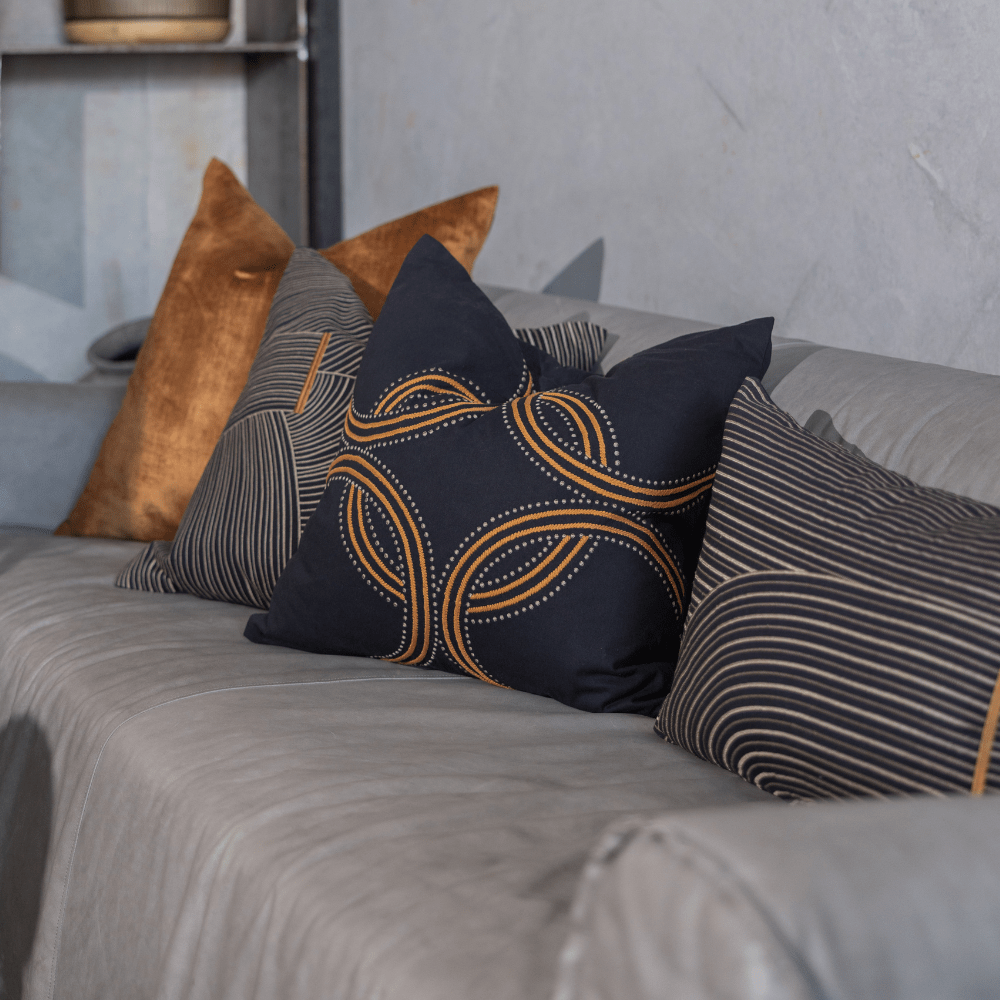 BHD HOME Niseko Rake Black Medium Lumbar Cushion 40 x 60cm