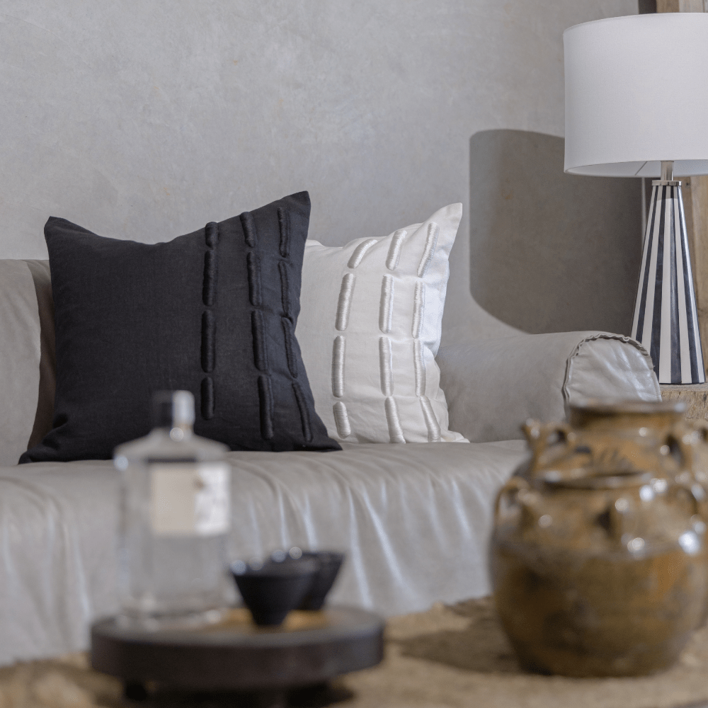 BHD HOME Niseko Yuki Bars White Lounge Cushion 55 x 55cm