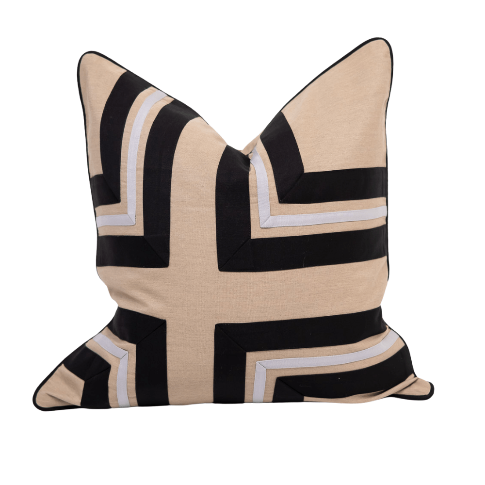 BHD HOME Outdoor Black Outdoor Nautical Regent Cross Black Lounge Cushion 55 x 55cm