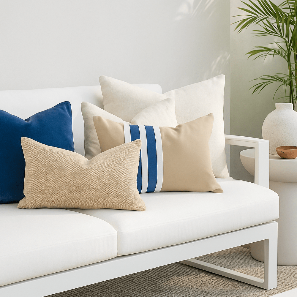 BHD HOME Outdoor Cloud Outdoor Nautical Regent Stripe Blue and Beige Lumber