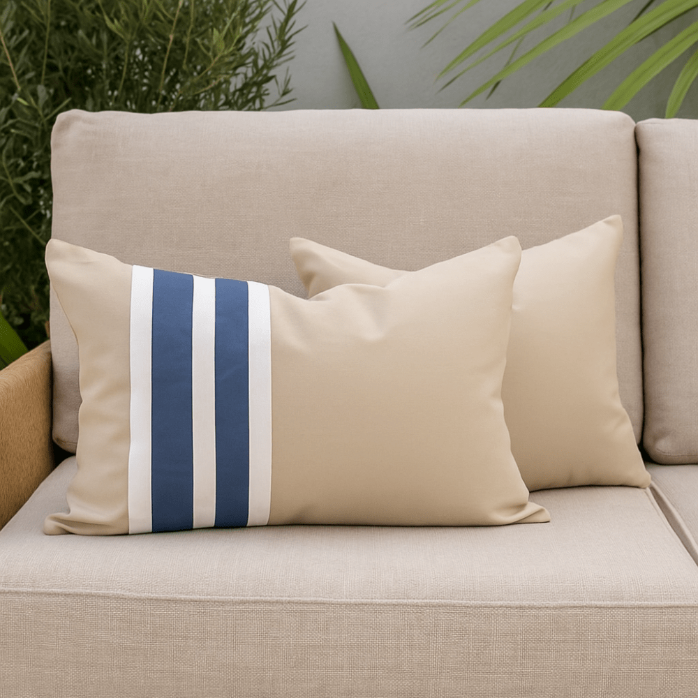 BHD HOME Outdoor Cloud Outdoor Nautical Regent Stripe Blue and Beige Lumber