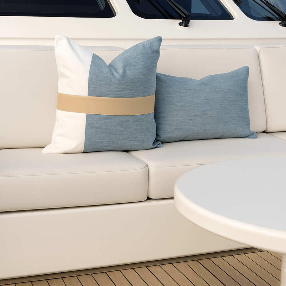 BHD HOME Outdoor Cushion Lake Outdoor Nautical Heather Stripe Lake Lounge Cushion 55 x 55cm