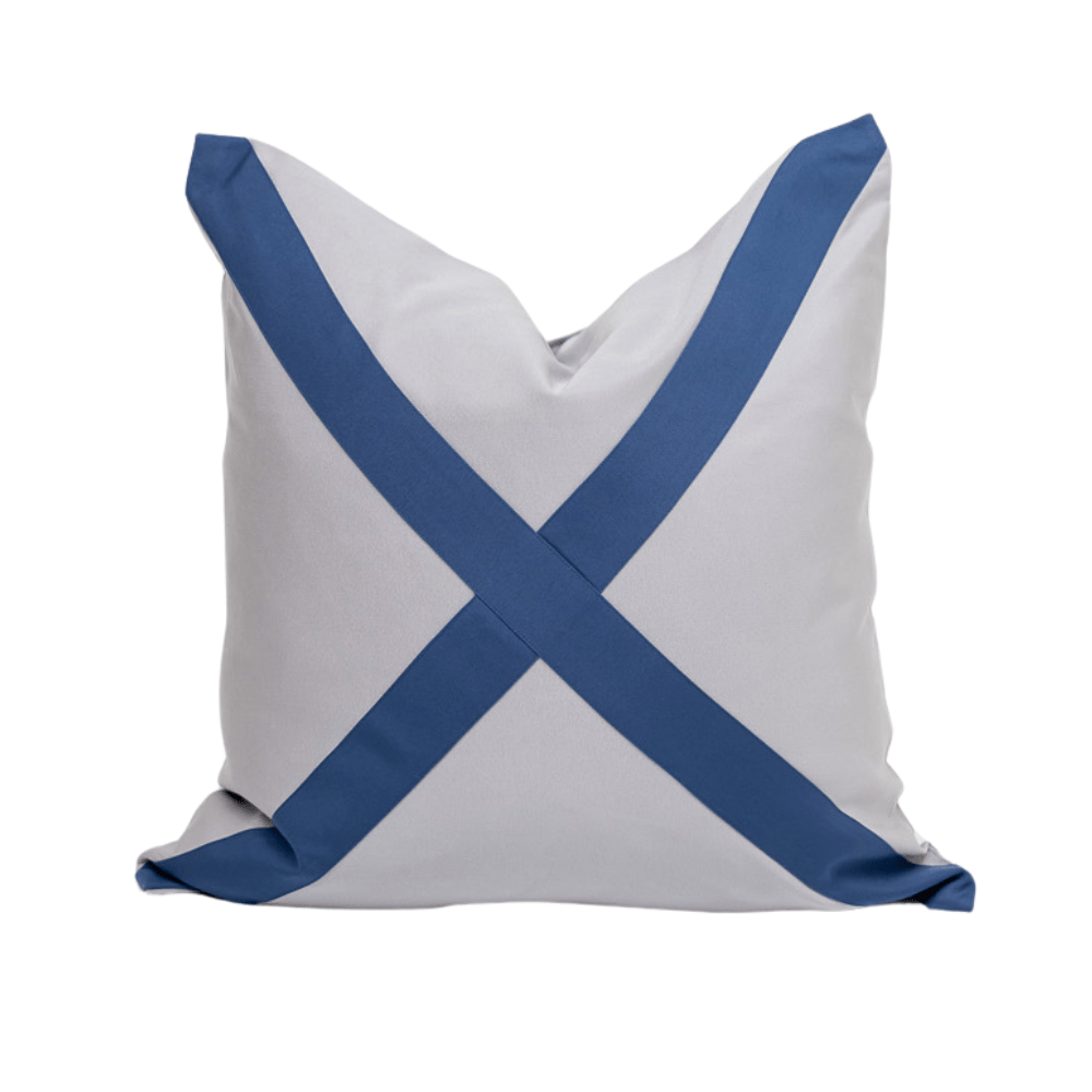 BHD HOME Outdoor Cushion Outdoor Nautical Victor Liso Blue & Grey Lounge Cushion – UV Resistant