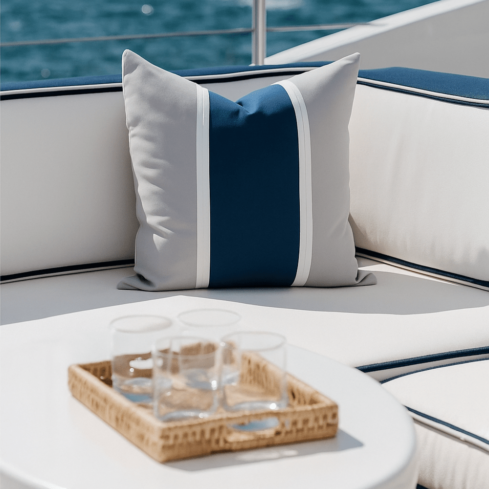 BHD HOME Outdoor Liso Blue and Grey Outdoor Nautical Regent Liso Blue and Grey