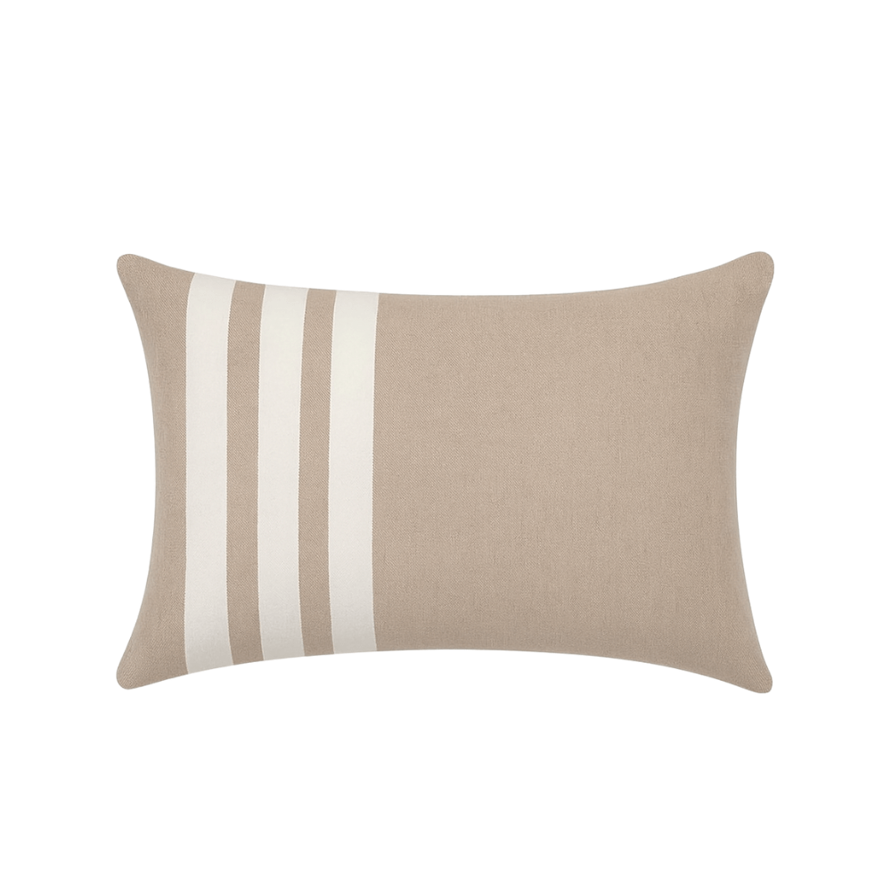 BHD HOME Outdoor Natural & White Outdoor Nautical Regent Stripe Lumbar Natural white