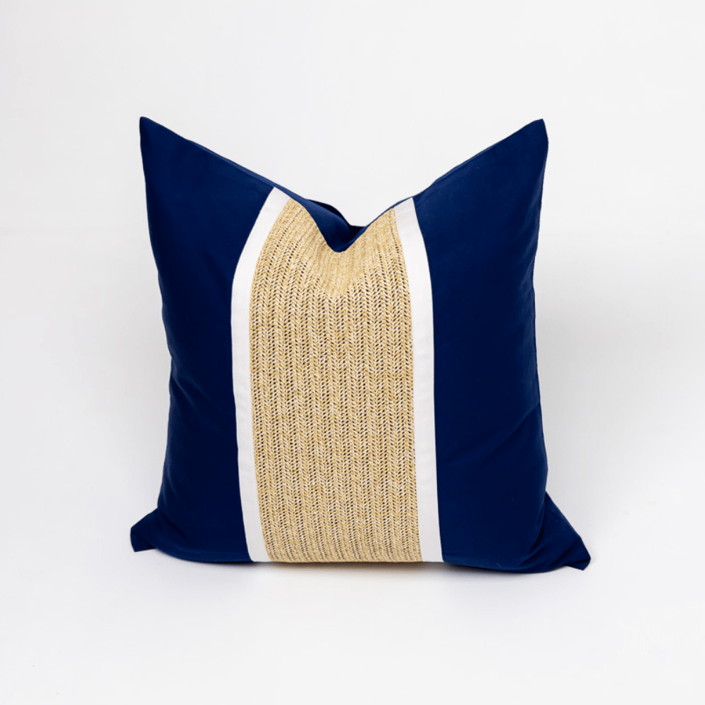 BHD HOME Outdoor Navy Outdoor Raffia Nautical Raffia Natural Navy 55 x 55cm