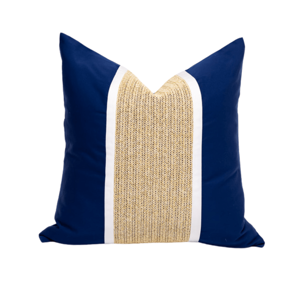 BHD HOME Outdoor Navy Outdoor Raffia Nautical Raffia Natural Navy 55 x 55cm