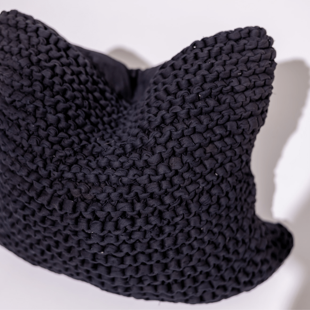 BHD HOME Weave Clearance Crochet Black Knotted 55 x 55cm