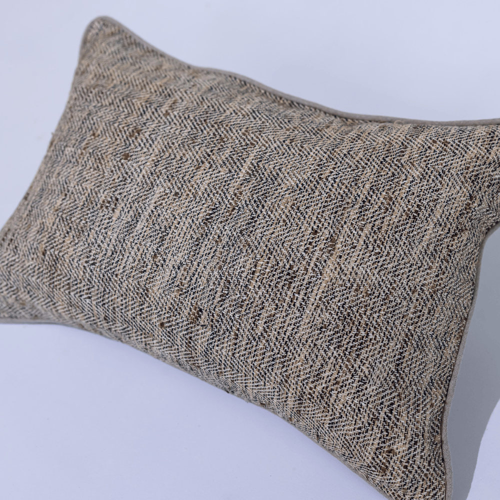 BHD HOME York Herringbone Handwoven Lumbar Silk Cushion