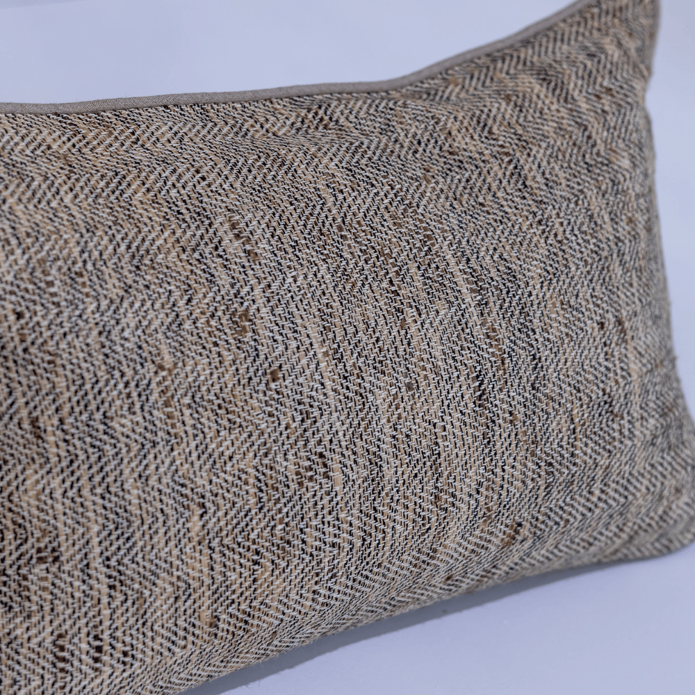 BHD HOME York Herringbone Handwoven Lumbar Silk Cushion