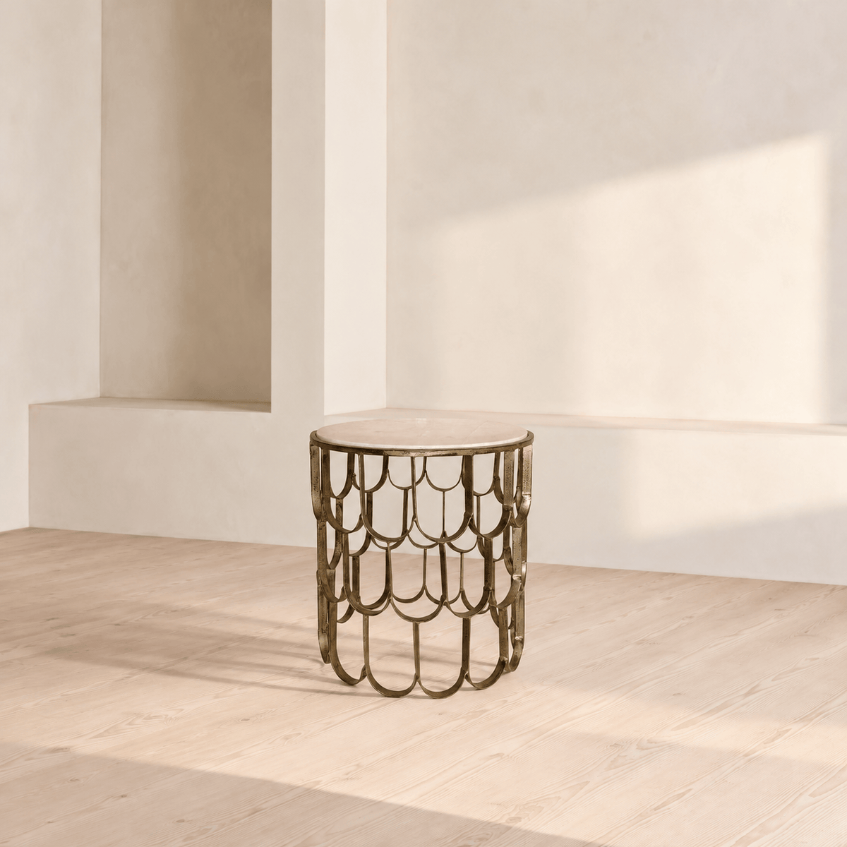 Tantra Furniture Fish Scale Brass Side Table