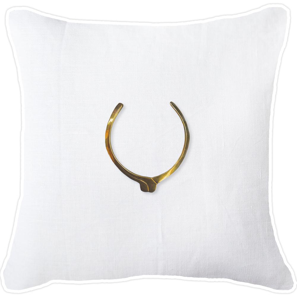 Bandhini - Design House Lounge Cushion White with White Piping / 22 x 22 Inches Amulet Egypt Lounge Cushion 55x55cm