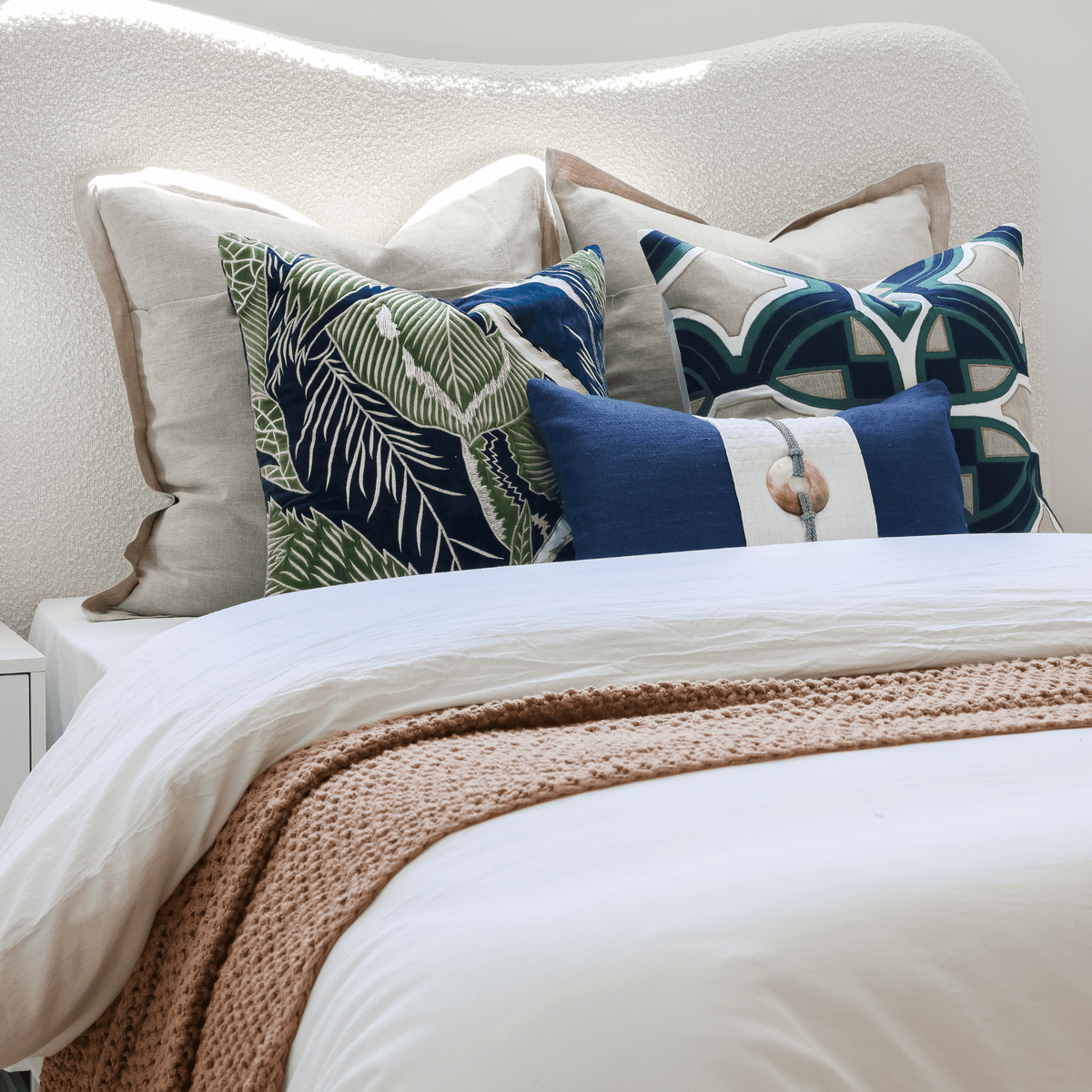 Inter Zen Emerald Handwoven Cotton Appliqué Cushion Cover