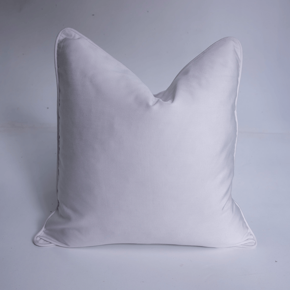 Outdoor Piped White Lounge Cushion – UV Resistant