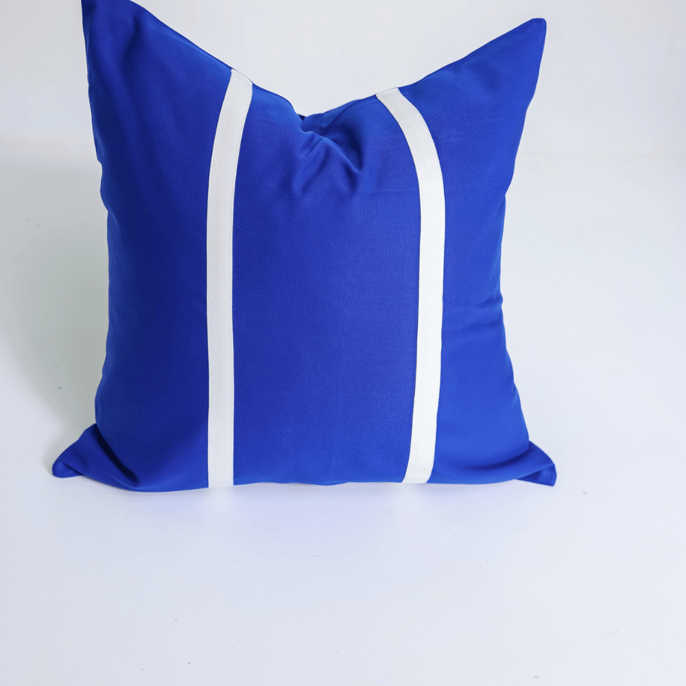 Outdoor Twin Stripe Cobalt & White Lounge Cushion – UV Resistant