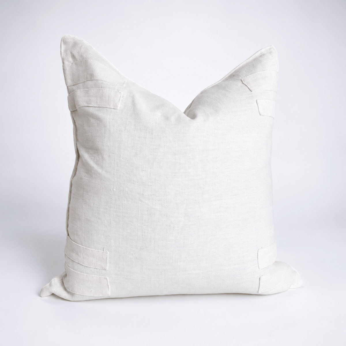 Linen Corner Patch White Handwoven Lounge Cushion Cover 55 x 55cm