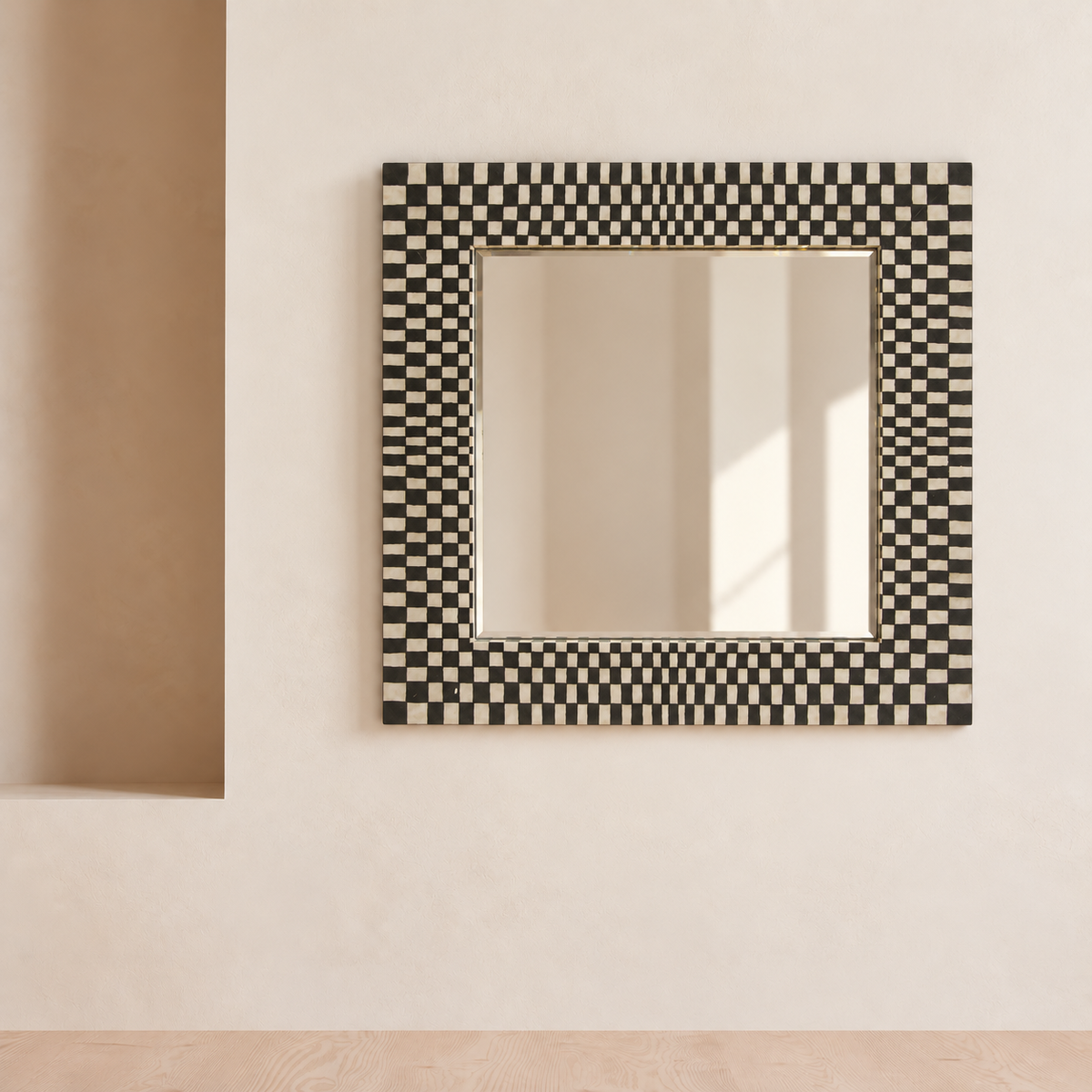 Michelle Square Chequer Bone Mirror