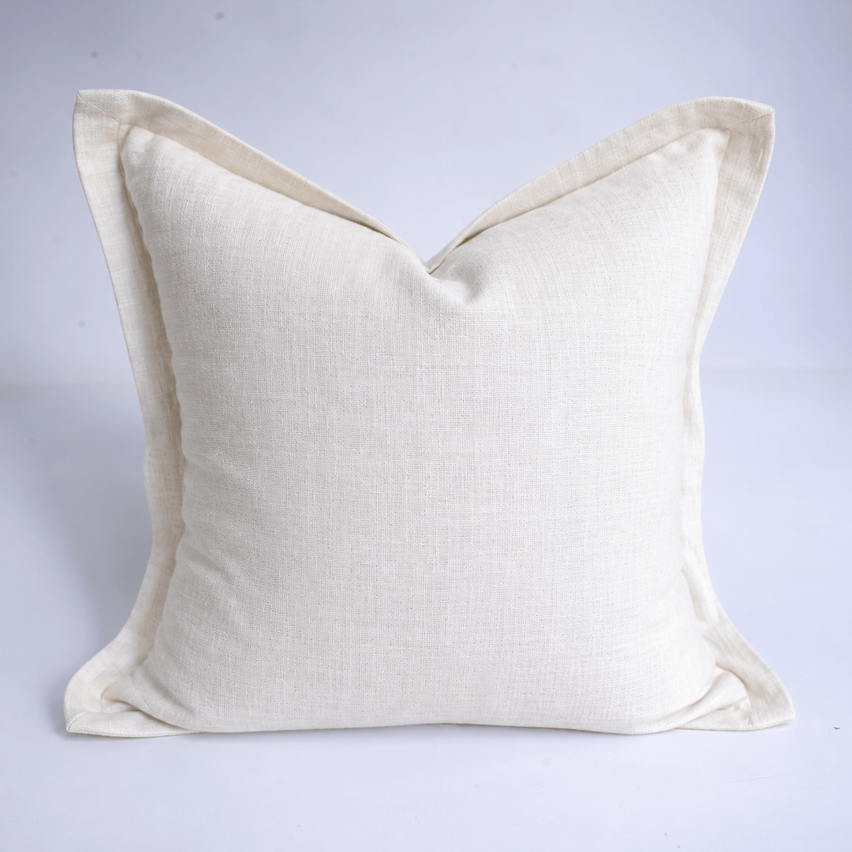 Linen Flange White Handwoven Lounge Cushion Cover 55 x 55cm