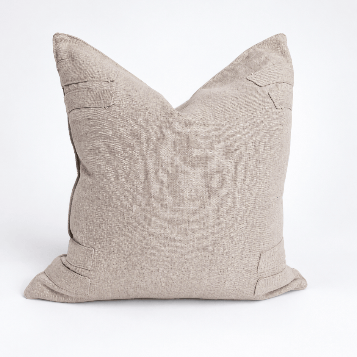Linen Corner Patch Natural Handwoven Lounge Cushion Cover 55 x 55cm