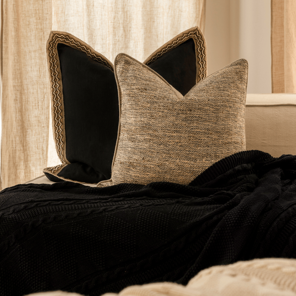 Lattice Braid Black Euro Cushion 65 x 65cm