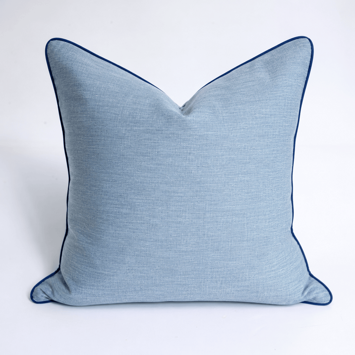 Outdoor Piped Heather Lake & Navy Lounge Cushion – UV Resistant
