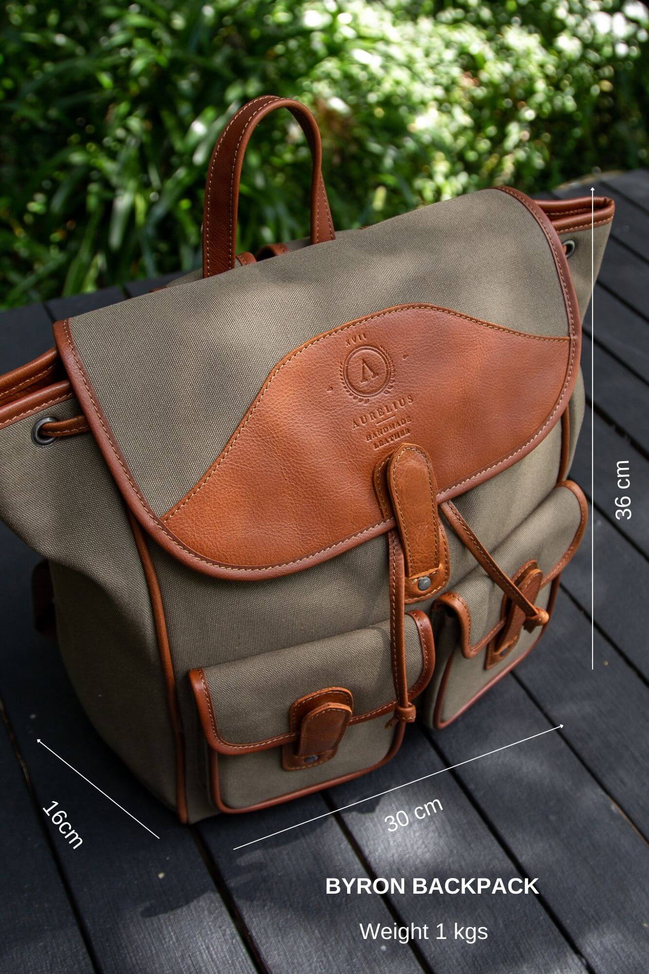 Aurelius Leather Leather Bag Backpack Byron Canvas and Leather Backpack