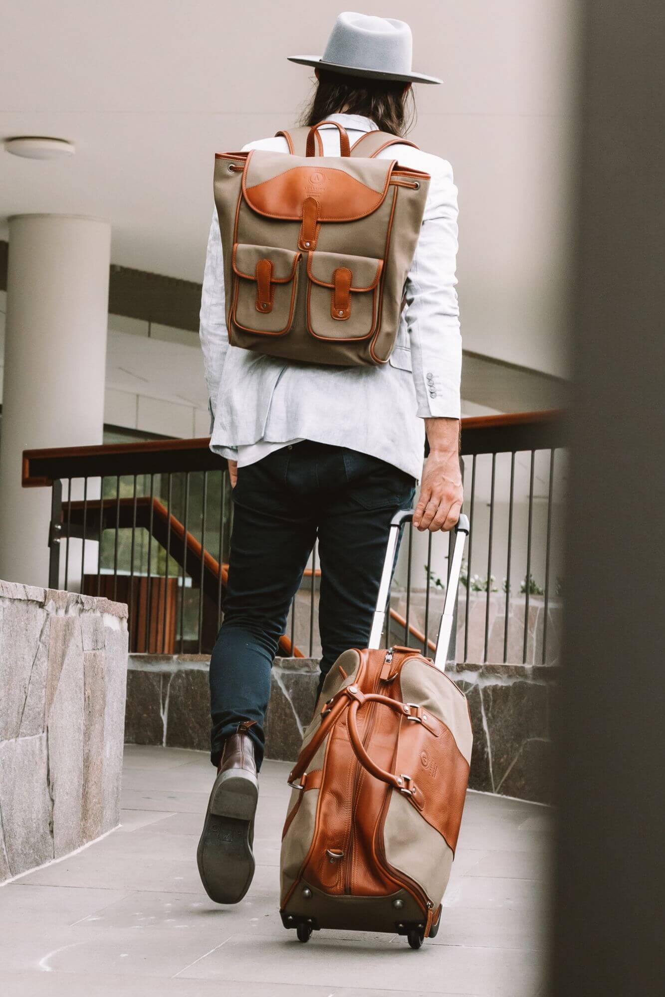 Aurelius Leather Leather Bag Backpack Byron Canvas and Leather Backpack