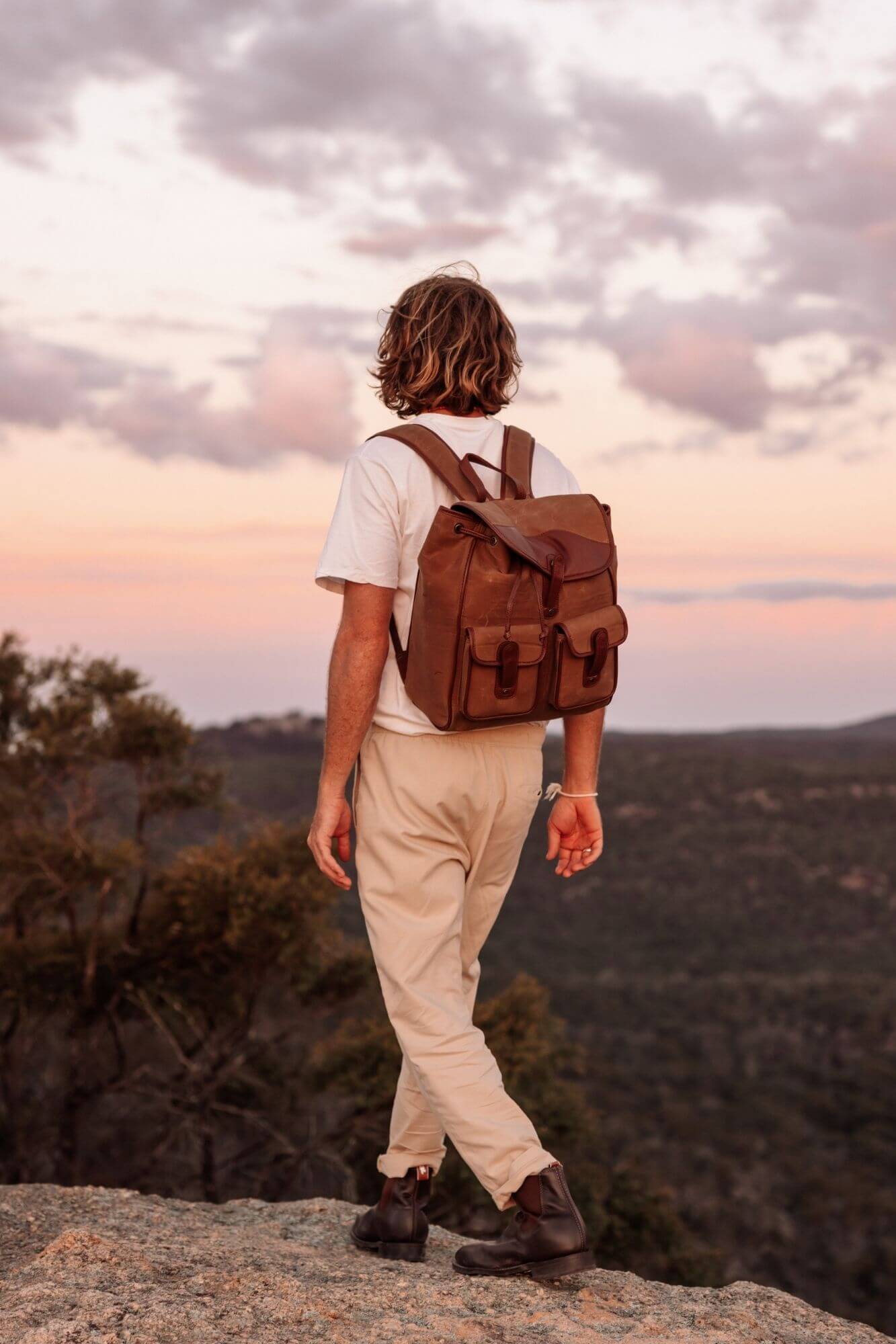 Aurelius Leather Leather Bag Backpack Byron Canvas and Leather Backpack