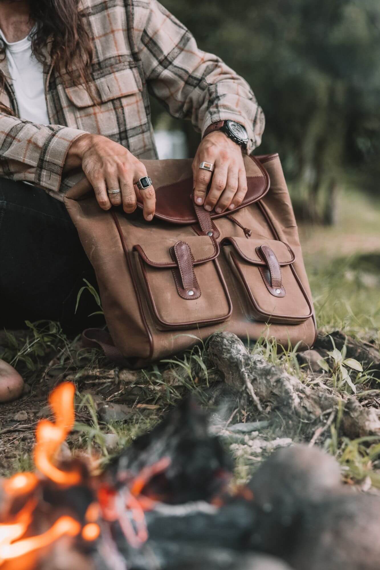 Aurelius Leather Leather Bag Backpack Byron Canvas and Leather Backpack