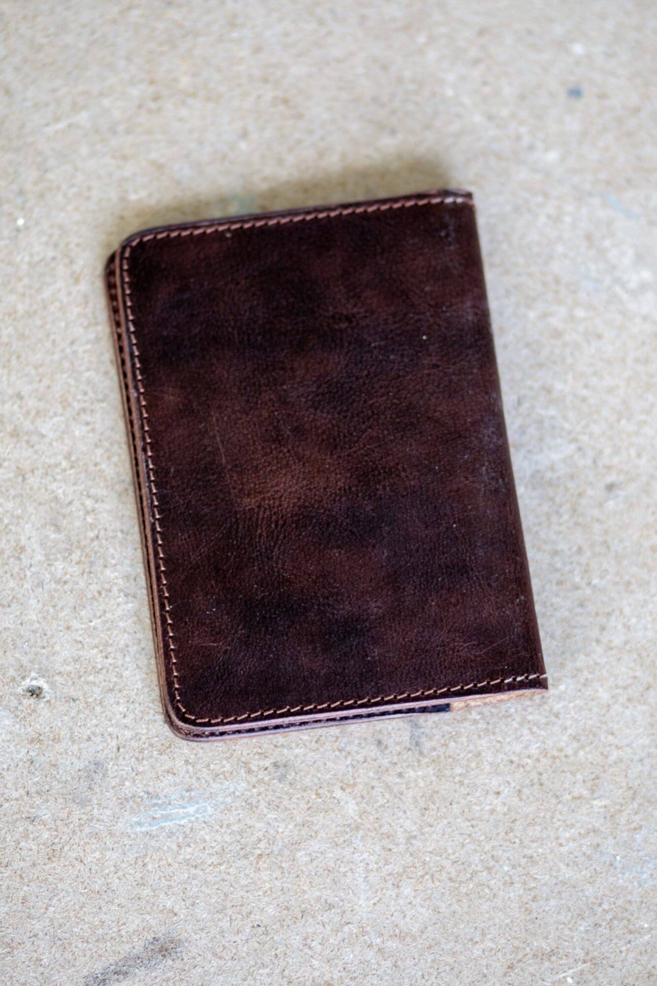 Aurelius Leather Leather Bag Dark Crunch Leather Passport and Card Holder Dark Crunchy Leather Passport and Card Holder