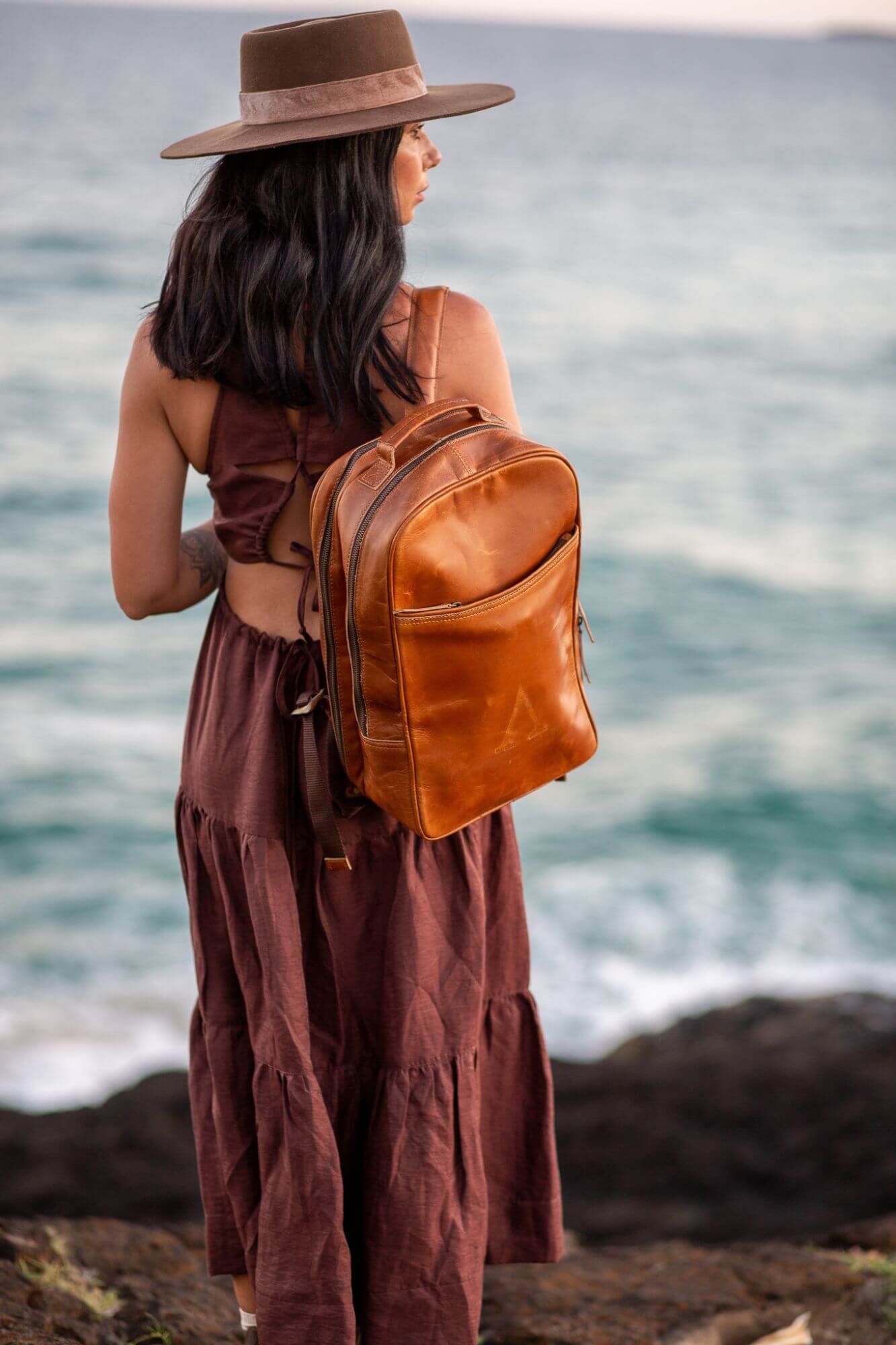 Aurelius Leather Leather Bag Leather Backpack Hunter Leather Tan Backpack