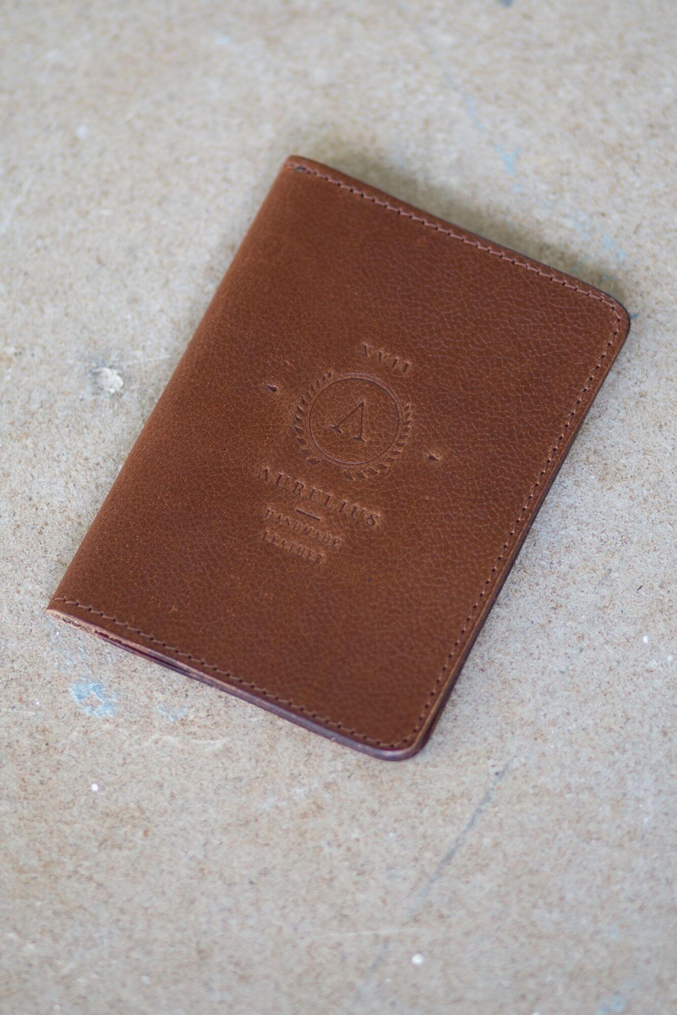 Aurelius Leather Leather Bag Tan Leather Passport and Card Holder Tan Leather Passport and Card Holder