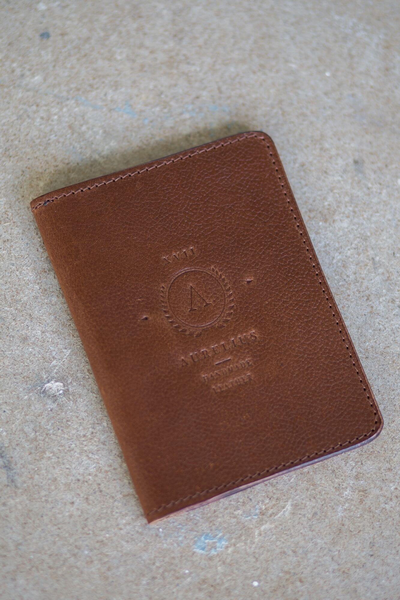 Aurelius Leather Leather Bag Tan Leather Passport and Card Holder Tan Leather Passport and Card Holder