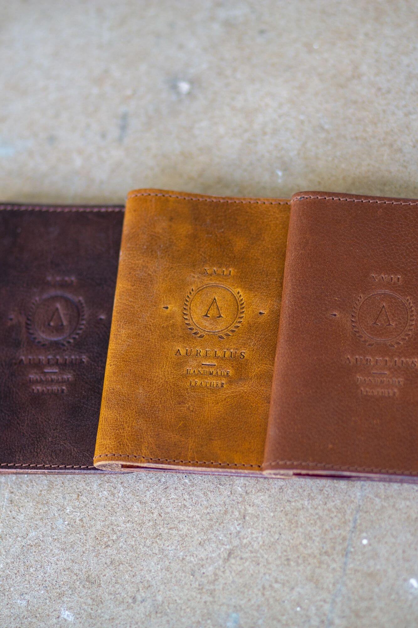 Aurelius Leather Leather Bag Tan Leather Passport and Card Holder Tan Leather Passport and Card Holder