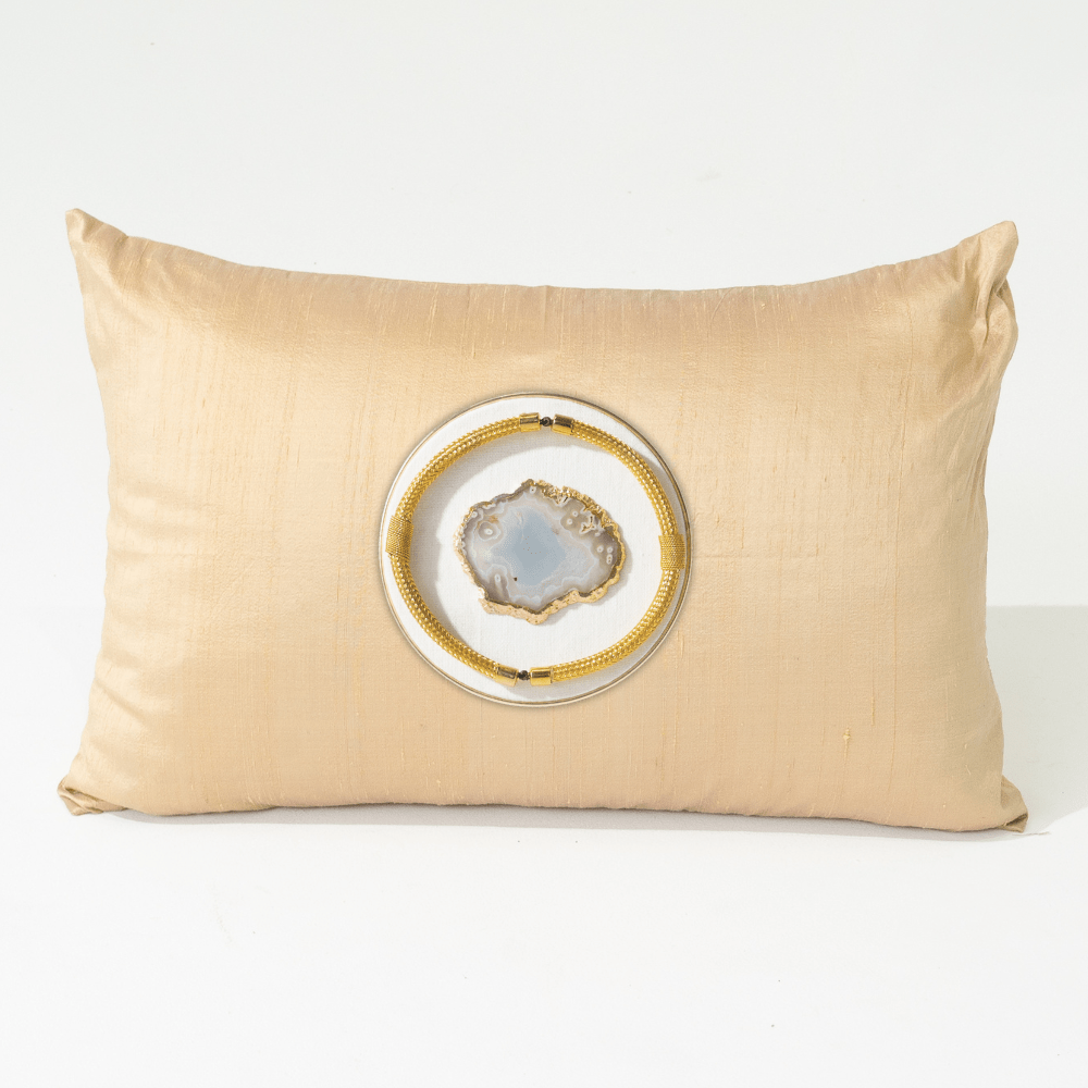 Bandhini Design House Agate Disc Dupion Oyster Sham Cushion 46 x 69cm