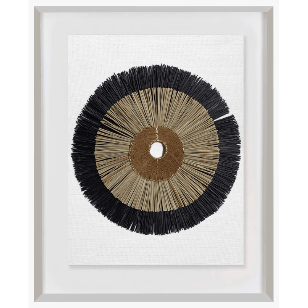 Bandhini Design House Artwork African Disc Bronze & with Black & Natural Grass Ring Artwork 67 x 85cm