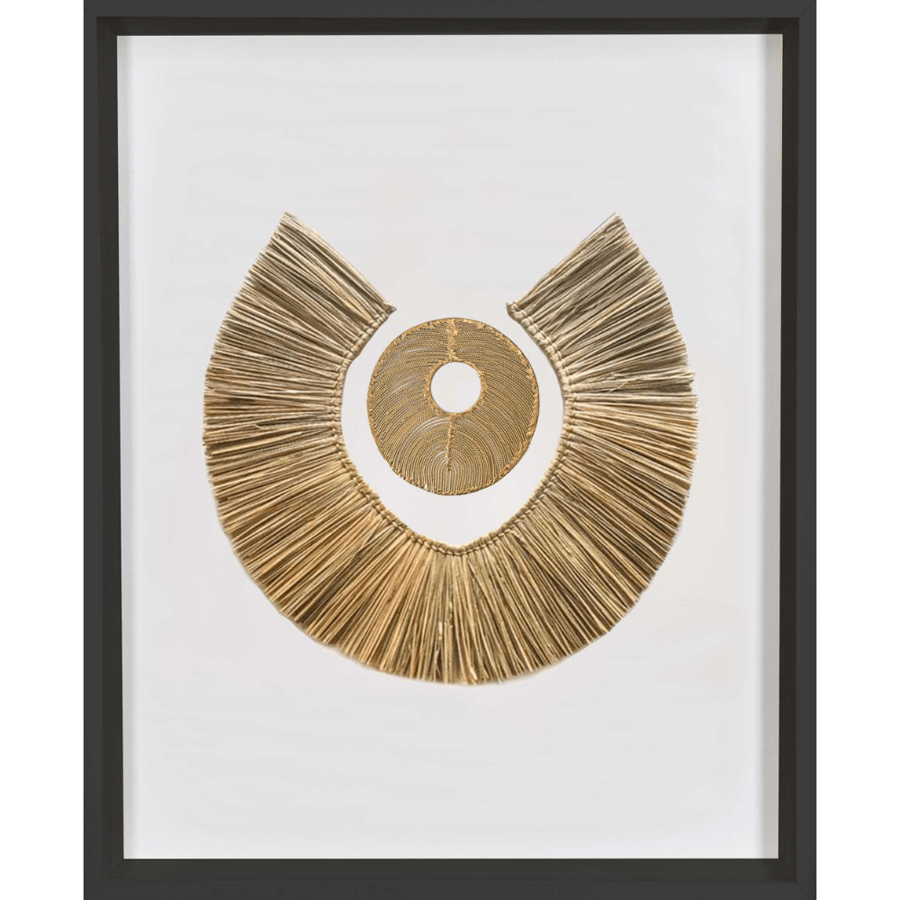 Bandhini Design House Artwork African Disc Gold & Grass Ring Artwork 67 x 85cm