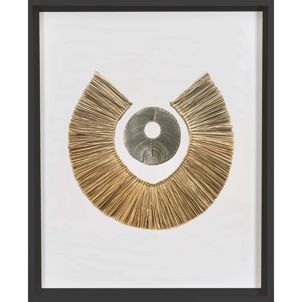 Bandhini Design House Artwork African Disc Silver & Grass Ring Artwork 67 x 85cm