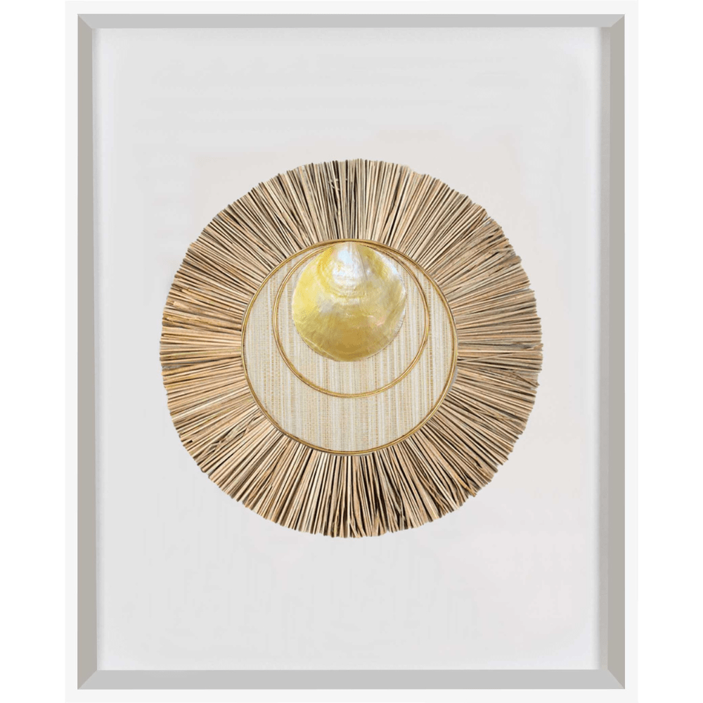 Bandhini Design House Artwork African Shell Disc and Wood Sticks Artwork 67 x 85cm