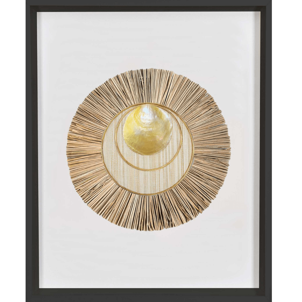 Bandhini Design House Artwork African Shell Disc and Wood Sticks Artwork 67 x 85cm