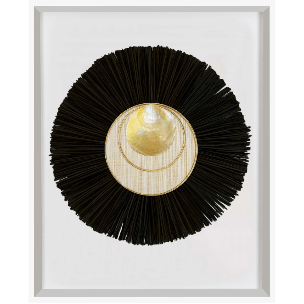 Bandhini Design House Artwork African Shell Disc Gold & Grass Mat Black Artwork 67 x 85cm