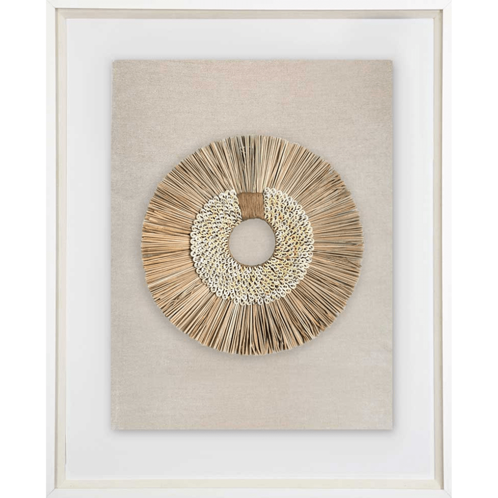 Bandhini Design House Artwork African Shell Ring Coffee and Wood Sticks Artwork 67 x 85cm