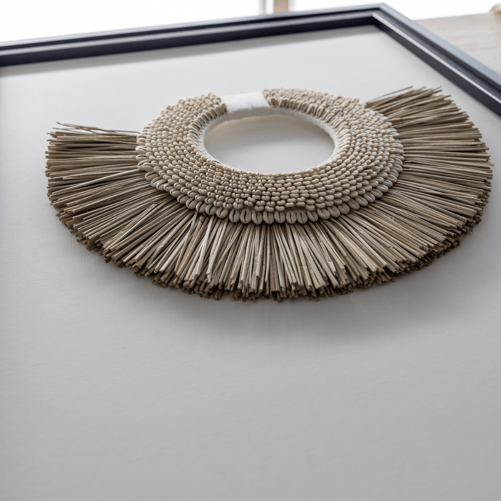 Bandhini Design House Artwork African Shell Ring & Grass Mat Natural Artwork 67 x 85cm