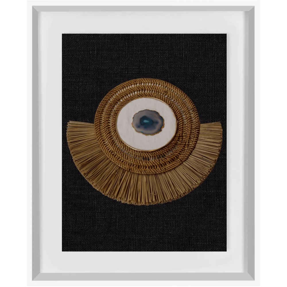 Bandhini Design House Artwork Agate Blue on Linen, Natural Grass Ring Artwork 67 x 85cm